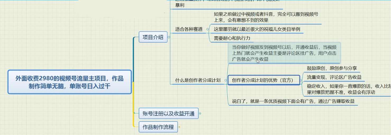 外面收费 2980 的视频号流量主项目，作品制作简单无脑，单账号日入过千