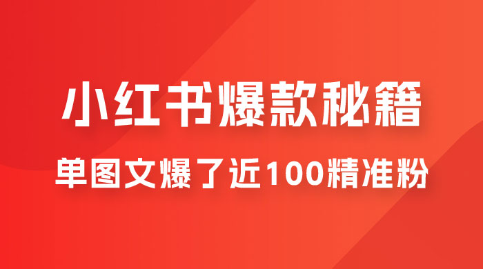 小红书单篇图文连爆秘籍，单图文爆了近 100 精准粉