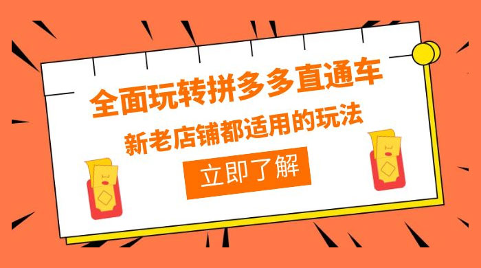 全面玩转拼多多直通车：新老店铺都适用的玩法 12 节精华课