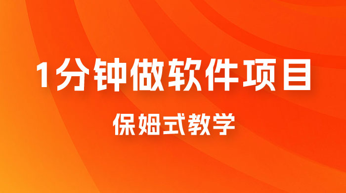 1 分钟做软件项目。有人靠这个已经赚 10W。保姆式教学，外面收费 3980