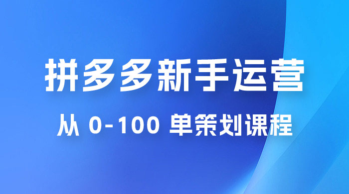 拼多多新手运营从 0-100 单策划课程，从零起步到爆单详细教程