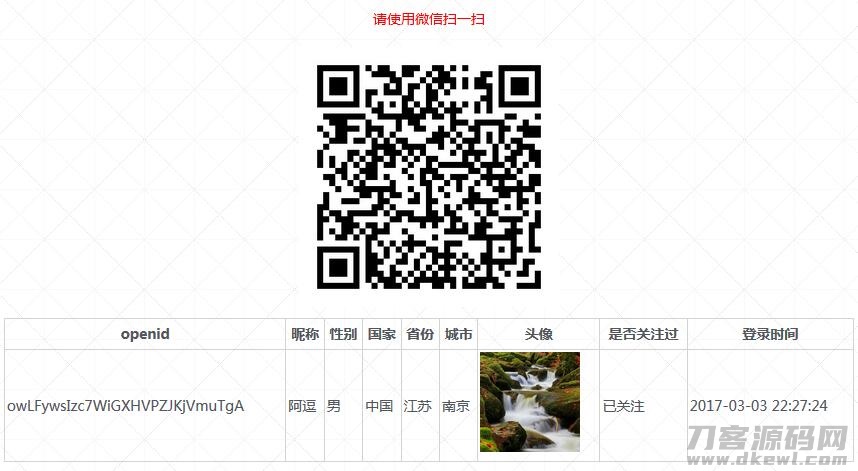 PHP微信扫码关注公众号并授权登录